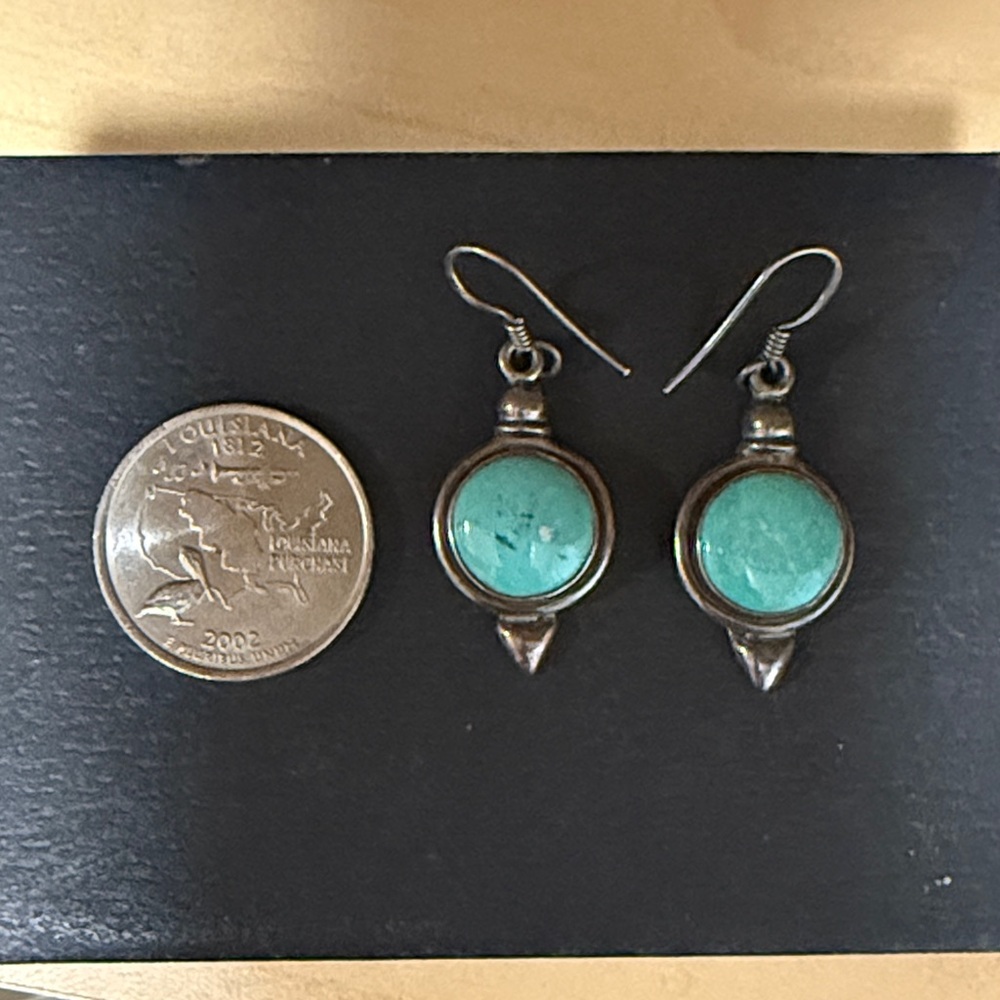 Turquoise Silver 925 Dangle Earrings - Picture 4 of 5